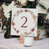 Boho Terracotta Floral Wedding Table Numbers