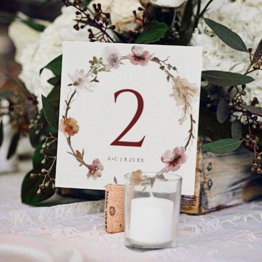 Boho Terracotta Floral Wedding Table Numbers