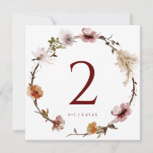 Boho Terracotta Floral Wedding Table Numbers (Achterkant)