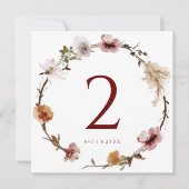Boho Terracotta Floral Wedding Table Numbers (Voorkant)