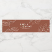 Boho Terracotta Floral Wedding Water Flaceletiket Waterfles Etiket (Enkel label)