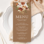 Boho Terracotta Floral Wildflower Beige Wedding Menu