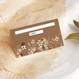 Boho Terracotta Floral Wildflower Beige Wedding Plaatskaartje
