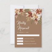 Boho Terracotta Floral Wildflower Beige Wedding RSVP Kaartje (Voorkant)