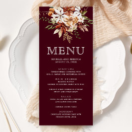 Boho Terracotta Floral Wildflower Bourgondische br Menu