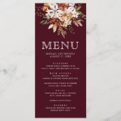 Boho Terracotta Floral Wildflower Bourgondische br Menu (Voorkant)