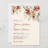 Boho Terracotta Floral Wildflower Cream Wedding Kaart (Voorkant)