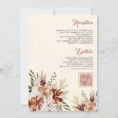 Boho Terracotta Floral Wildflower Cream Wedding Kaart (Achterkant)