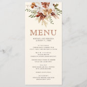 Boho Terracotta Floral Wildflower Cream Wedding Menu (Voorkant)
