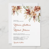 Boho Terracotta Floral Wildflower Witte bruiloft Kaart (Voorkant)