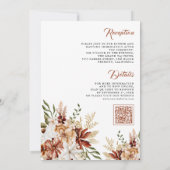 Boho Terracotta Floral Wildflower Witte bruiloft Kaart (Achterkant)