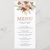 Boho Terracotta Floral Wildflower Witte bruiloft Menu (Voorkant)