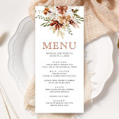 Boho Terracotta Floral Wildflower Witte bruiloft Menu