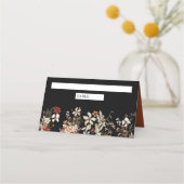 Boho Terracotta Floral Wildflower Zwarte Huwelijk Plaatskaartje (Voorkant)