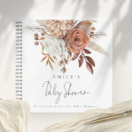 Boho Terracotta Florals Baby shower Gastenboek Notitieboek