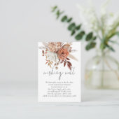 Boho Terracotta Florals Bruiloft Wishing Well Informatiekaartje (Staand voorkant)