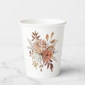 Boho Terracotta Florals felicitaties Mr. Mrs Weddi Papieren Bekers (Achterkant)