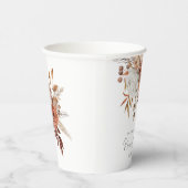 Boho Terracotta Florals felicitaties Mr. Mrs Weddi Papieren Bekers (Rechts)