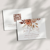 Boho Terracotta Florals QR Code Bruiloft Save The Date