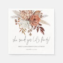 Boho Terracotta Florals Ze zei ja Verloving Servet