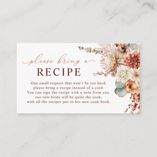 Boho Terracotta Flowers Fall Please Bring A Recipe Informatiekaartje (Voorkant)