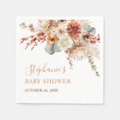 Boho Terracotta Flowers Herfst Baby shower Servet (Voorkant)