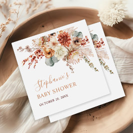 Boho Terracotta Flowers Herfst Baby shower Servet