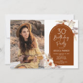 Boho Terracotta Foto 30e verjaardag Kaart (Voorkant)