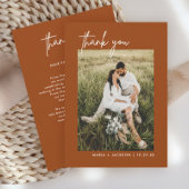 Boho Terracotta Foto Bruiloft Dankkaartjes Bedankkaart