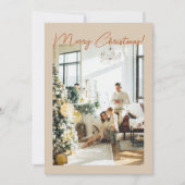 Boho Terracotta Foto Familie Vrolijk Kerstfeest Feestdagenkaart (Voorkant)