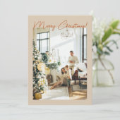 Boho Terracotta Foto Familie Vrolijk Kerstfeest Feestdagenkaart (Staand voorkant)