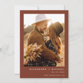 Boho Terracotta Foto Pampas Grass Wedding Kaart (Achterkant)