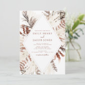 Boho Terracotta Foto Pampas Grass Wedding Kaart (Staand voorkant)