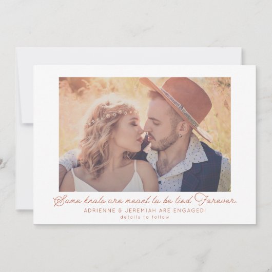 Boho Terracotta Foto Verloving Aankondiging (Voorkant)