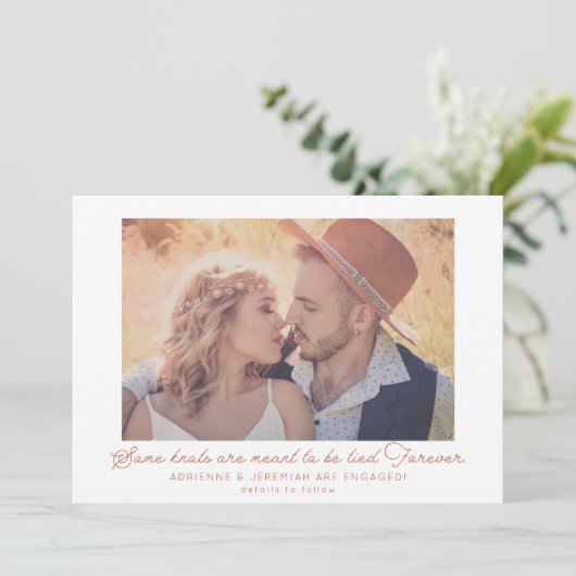 Boho Terracotta Foto Verloving Aankondiging (Staand voorkant)