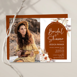 Boho Terracotta Foto Vrijgezellenfeest Kaart