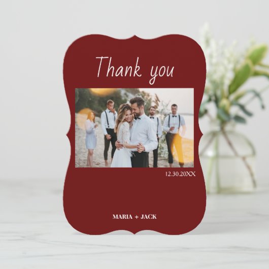 Boho Terracotta Foto Weddenschap Hartelijk dank Kaart (Staand voorkant)