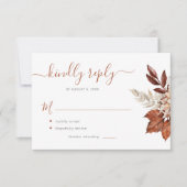 Boho terracotta gebladerte bloemenbruiloft RSVP kaartje (Voorkant)