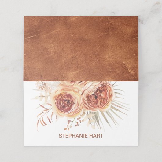 Boho Terracotta Gebrande Oranje Bloemachtige Bruid Plaatskaartje (Buitenkant ongevouwen)