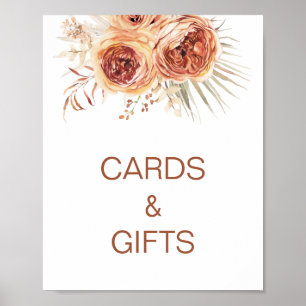 Boho Terracotta Gebrande Oranje Bloemrijke Bruidsd Poster