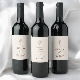 Boho Terracotta Gebrande Oranje Landelijke Bruilof Wijn Etiket