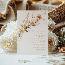 Boho Terracotta Gebrande Oranje Wilde Bloemen Brui Kaart
