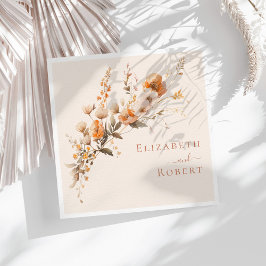 Boho Terracotta Gebrande Sinaasappel Wilde Bloemen Servet