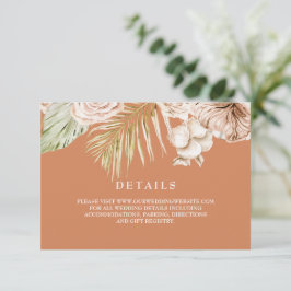 Boho Terracotta gedroogde bloemen Huwelijksdetails RSVP Kaartje