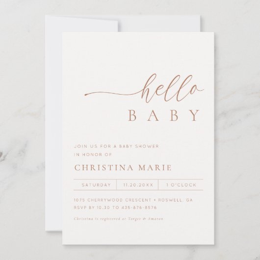 Boho Terracotta Gender Neutral Baby shower Kaart (Voorkant)