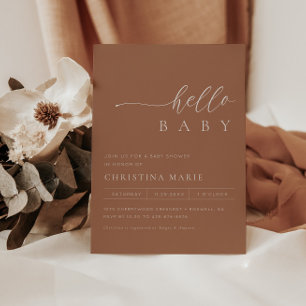 Boho Terracotta Gender Neutral Baby shower Kaart