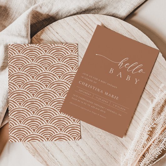 Boho Terracotta Gender Neutral Baby shower Kaart