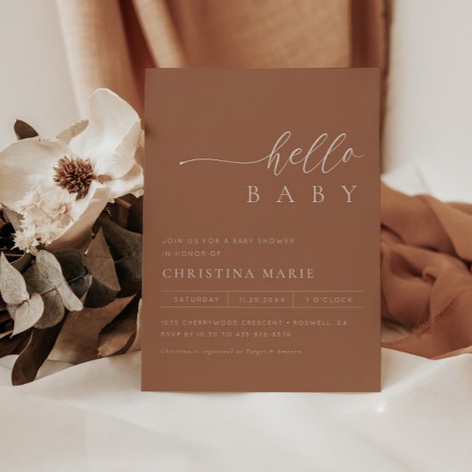 Boho Terracotta Gender Neutral Baby shower Kaart