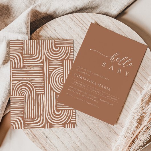 Boho Terracotta Gender Neutral Baby shower Kaart