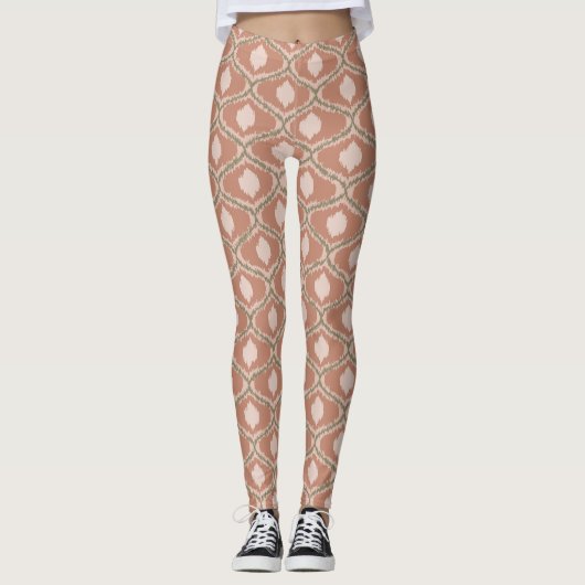 Boho Terracotta Geometrisch Patroon Leggings (Voorkant)
